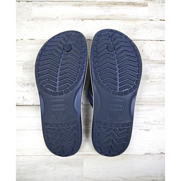 Crocs Crocband Thong Flip Flops Mens 10 Women’s 12 Navy Unisex Beach Sandals - Picture 6 of 7